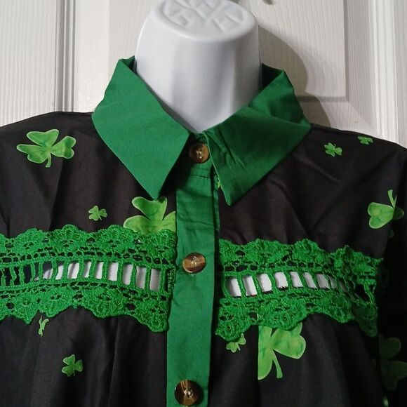 St Patrick;s shamrock short sleeve button down shirt Sz 2X NWOT - Picture 8 of 9